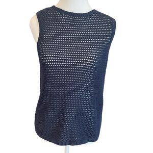 NWT Elie Tahari Blue Tank Top with‎ Airy Knit Design Summer Sequin Layer Medium
